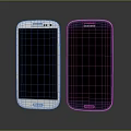 Samsung Smartphones Two Different Colors White And Blue With Black Screens On Dark Background