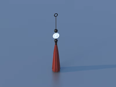 Stylish Household Tassel Decoration with Black Hook White Bead and Red Fringe 3d model