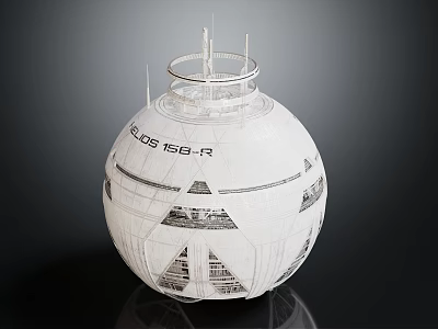 White Spherical Model With S LOG 158 R Label And Structural Line Design Features 3d model