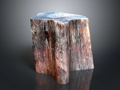 Wooden Tree Stump Stool With Natural Grain And Smooth Top Surface Design 3d model