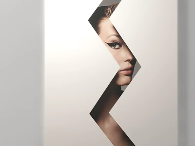 Modern Female Portrait With Z Shaped Cut Design Showing Face Shoulder And Makeup 3d model