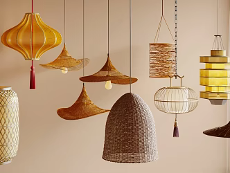 Chinese Lantern Barbecue Shop Lantern Ancestral Hall Lantern New Chinese Lantern Market Hot Pot Shop Bamboo Woven Oil Paper Bamboo Silk Catering Chaoshan Oil Paper 3d model
