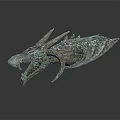 Realistic Dragon Creature 3D Model With Sharp Spikes Open Mouth And Textured Scales