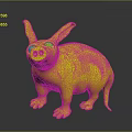 Pink Pig Toy With Big Ears And Round Body On Black Background