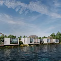 Modern Boutique Guesthouse Architecture With Large Glass Windows Wooden Deck And Green Lawn
