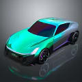 Futuristic Green And Silver Gradient Car With Sleek Design And Stylish Wheels