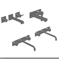 Black Modern Faucet Design With Wall Mounted Handles And Spout For Bathroom