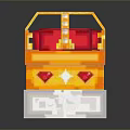 Pixel Style Clothing Accessories Storage Box With Golden Frame Red Pad And Colorful Jewels