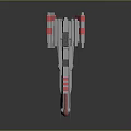 Futuristic Interstellar Spaceship 3D Model With Red And Gray Sections And Aerodynamic Structure