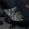 Gray Passenger Plane Flying With Four Engines And Red Tail Logo In Clouds