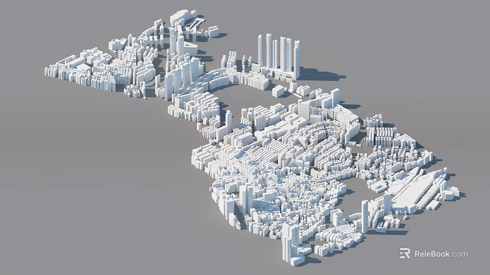 Dense Urban Building Complex Featuring Tall Skyscrapers And Diverse Architectural Structures In 3d model 