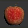 Fresh Shiny Red Apple With Yellow Stripes On Dark Reflective Surface