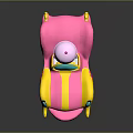 Playful Pink And Yellow Cartoon Car With White Cap And Decorative Eyes