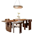 New Chinese Song Style Dining Table and Chair Combination Chandelier Dining Chair Dining Table 3d model