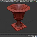 Classical Black Vase With Round Top Opening And Square Stone Base Design