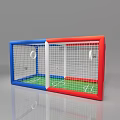 Kids Football Goal Play Equipment With Red Blue Frame Green Turf And White Net