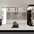 Modern Clothing Store Interior Design With Clothing Racks Glass Counter And Chandelier Lighting