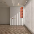 Elegant White Modern Wardrobe With Arched Orange Interior Display Shelf And Doors