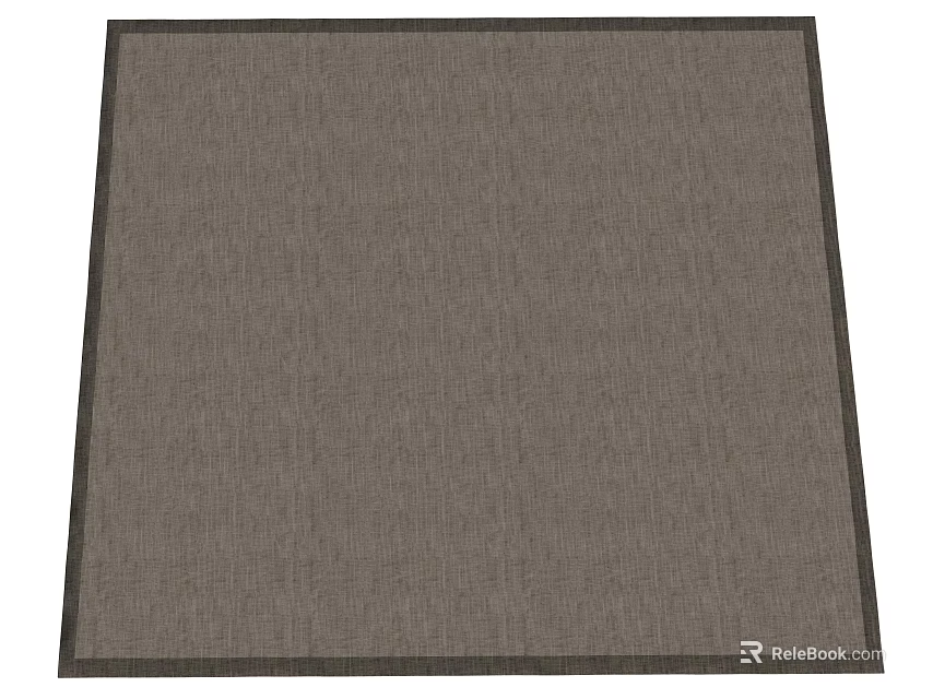 Square Woven Rug in Dark Brown with Classic Border for Home Decor 3d model 