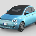 Blue Two Door Fiat Compact Car With Black Roof And Modern Design