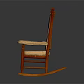 Cozy Wooden Rocking Chair With Beige Cushion Armrests And Rocking Base
