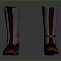 Stylish Gray Tall Fabric Boots With Red Straps And Rubber Sole