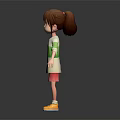 Game and Movie Character Brown Short Hair Green White Top Pink Shorts Orange Yellow Sneakers
