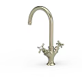 Vintage Kitchen Faucet With Double Handle And Classic Brass Finish Design
