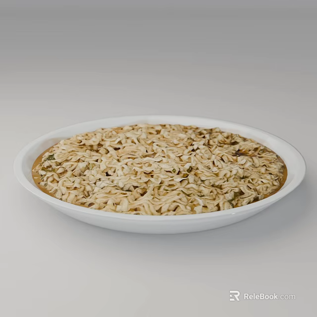 Savory Noodles Served In White Plate With Seasonings And Herbs 3d model 