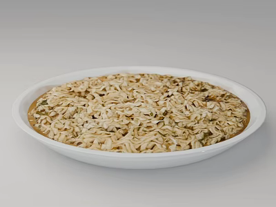 Savory Noodles Served In White Plate With Seasonings And Herbs 3d model