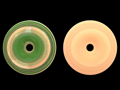 Elegant Natural Jade Jewelry Circular Green and Pink Pendants with Central Hole 3d model