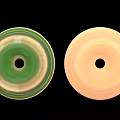 Elegant Natural Jade Jewelry Circular Green and Pink Pendants with Central Hole