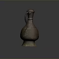 Hand Carved Vintage Brown Jug Sculpture With Curved Handle And Lid Design