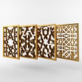 Modern Partition Designs With Golden Frames And Geometric Carved Patterns On White Background