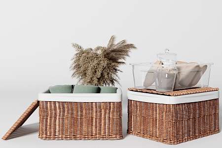 Modern Storage Basket Laundry Basket Bamboo Basket 3d model