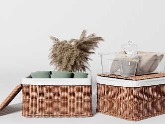 Modern Storage Basket Laundry Basket Bamboo Basket 3d model