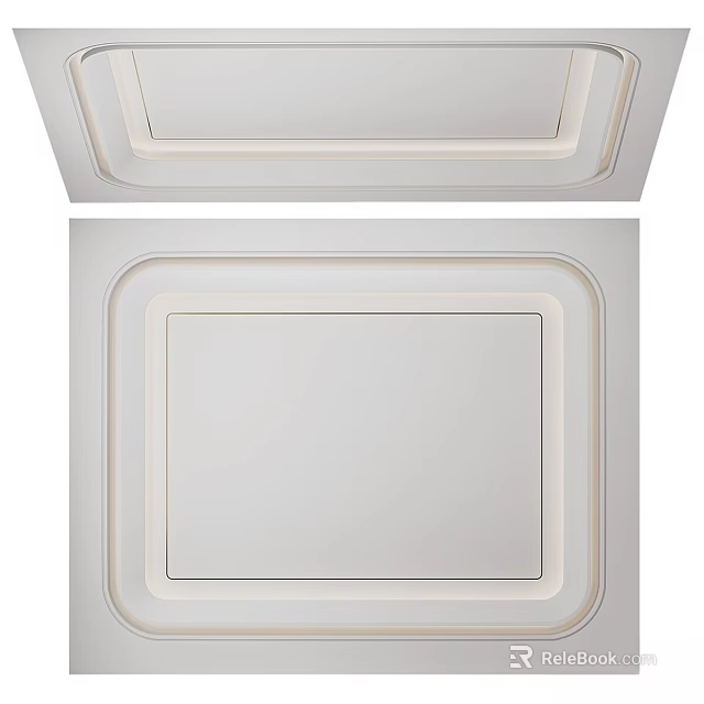 White Square Ceiling Panel With Modern Frame Design For Home Interior 3d model 