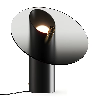 Modern Black Table Lamp with Round Illuminated Shade and Metal Accent 3d model