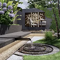 Courtyard Garden Design With Pergola Seating Area Lush Plants And Stone Flooring