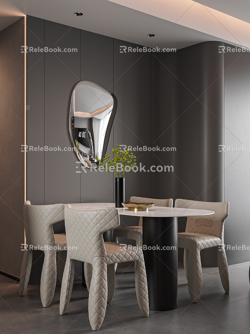 Restaurant Restaurant Model Room Design Guest Restaurant Jianfa Jewelry Green Dining Chair Combination Dining Chair Table 3d model