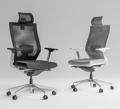 Modern Ergonomic Office Chairs With Mesh Backrest Adjustable Headrest And Wheels 3d model