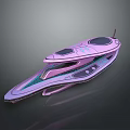 Futuristic Pink Purple Streamlined Boat With Sci Fi Design And Glass Details