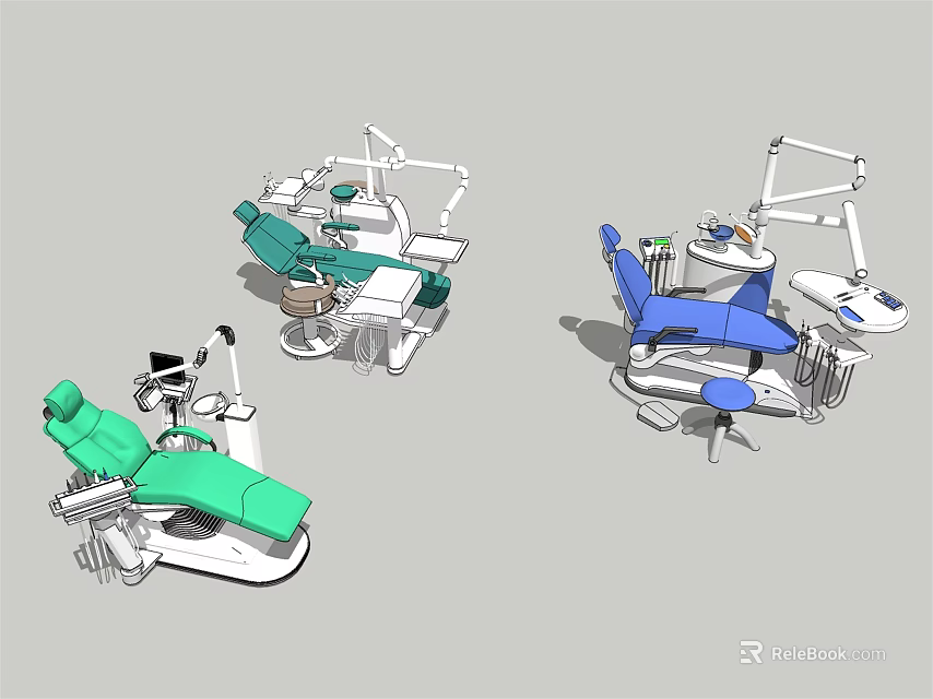 Dental Medical Equipment Treatment Chairs In Multiple Colors With Adjustable Arm And LED Light 3d model 
