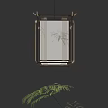 Chinese Style Wooden Chandelier With Bamboo Pattern And Gold Frame Design