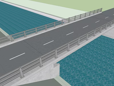 Garden Landscape Design Featuring Bridge With Railing Over Water Body And Lane 3d model