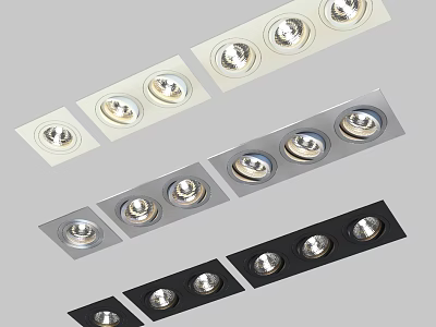 Sleek Modern Recessed Spotlights With Single Double Triple Head Designs White Silver Black Frames 3d model
