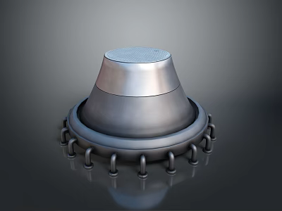 Shiny Stainless Steel Industrial Component With Circular Lid And Bolted Base Structure 3d model