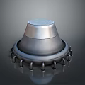 Shiny Stainless Steel Industrial Component With Circular Lid And Bolted Base Structure