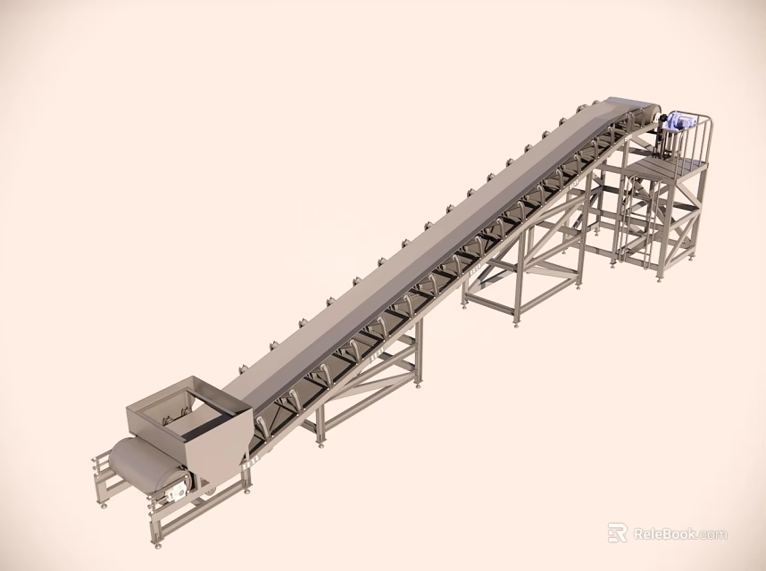 Industrial Conveyor Belt System With Stainless Steel Frame And Transport Mechanism 3d model 
