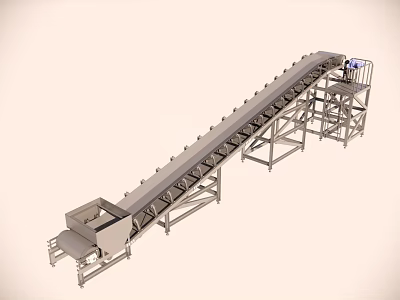 Industrial Conveyor Belt System With Stainless Steel Frame And Transport Mechanism 3d model